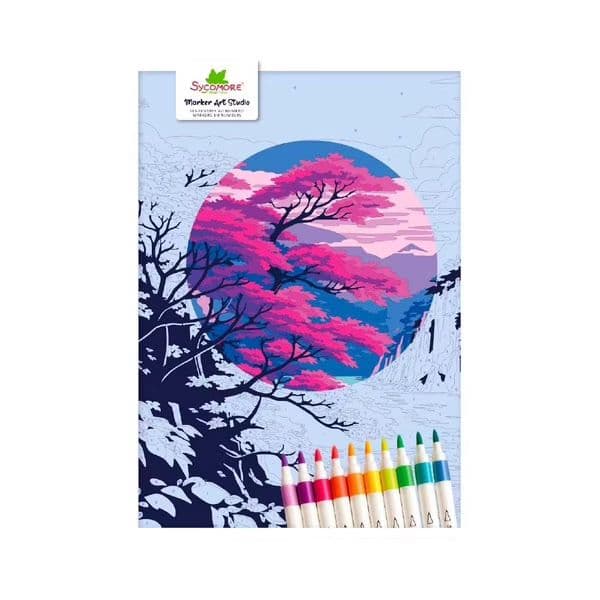 Peinture au numéro feutres acryliques - Paysages Nippon